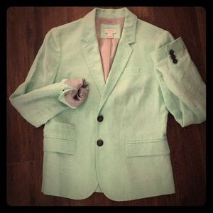 J.Crew Linen light mint green blazer -!beauty!